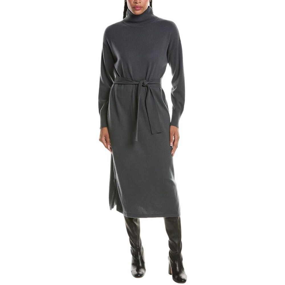 N.Peal Womens  100% Cashmere Midi Dress, Gray